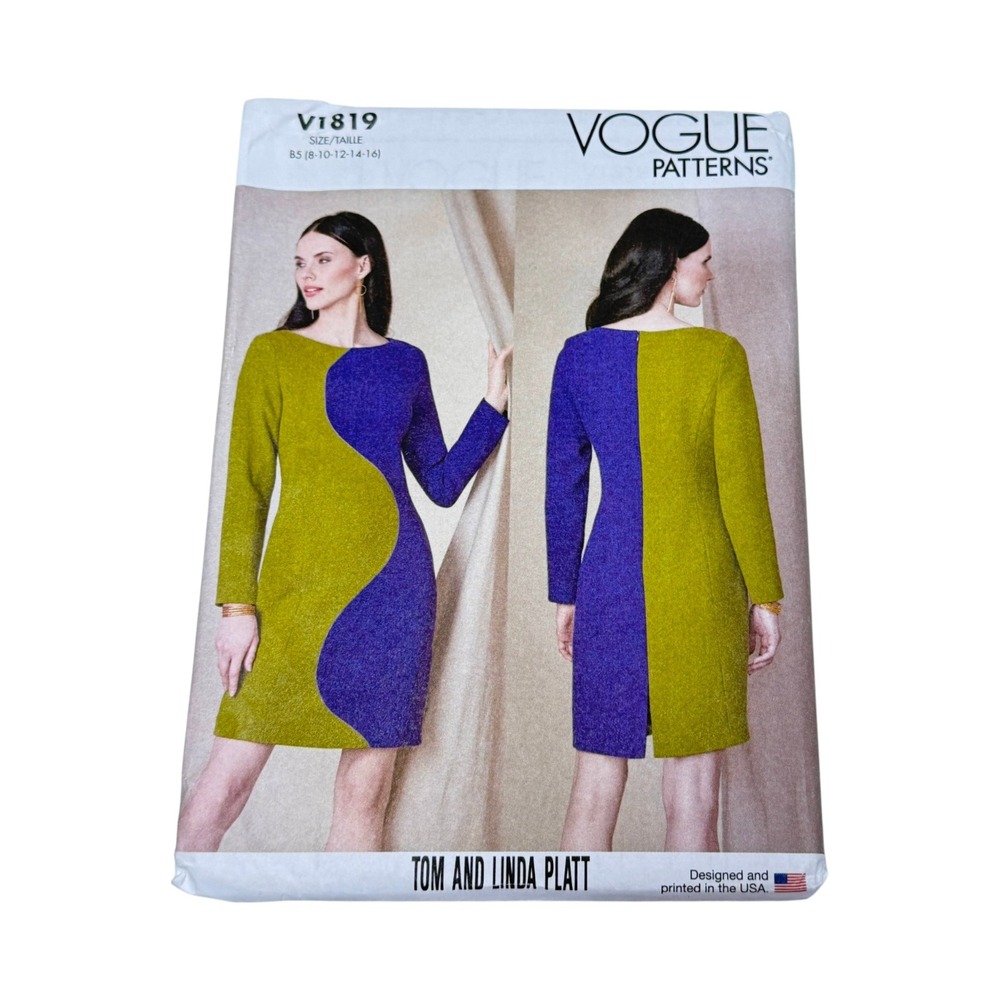 Vogue V1819 Sewing Pattern Misses Colorblock Sheath Dress Size 8-16 New Uncut
